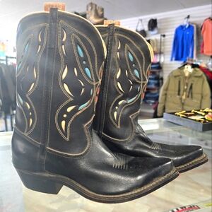 VINTAGE Girls leather butterfly boots Texas Leather Brand
